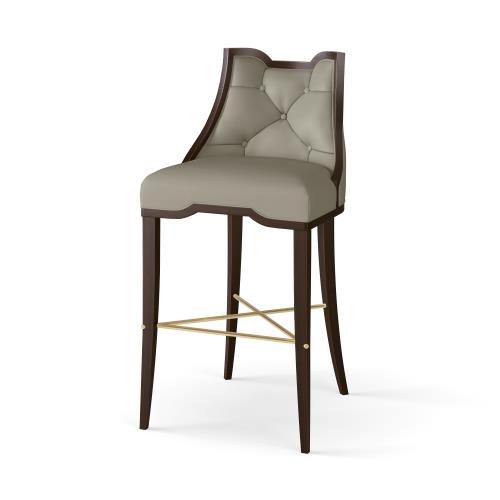 Logan Bar Stool-Walnut-Chesterfield Grey Leather