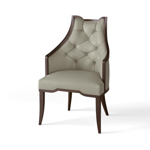 Logan Arm Chair-Walnut-Chesterfield Grey Leather