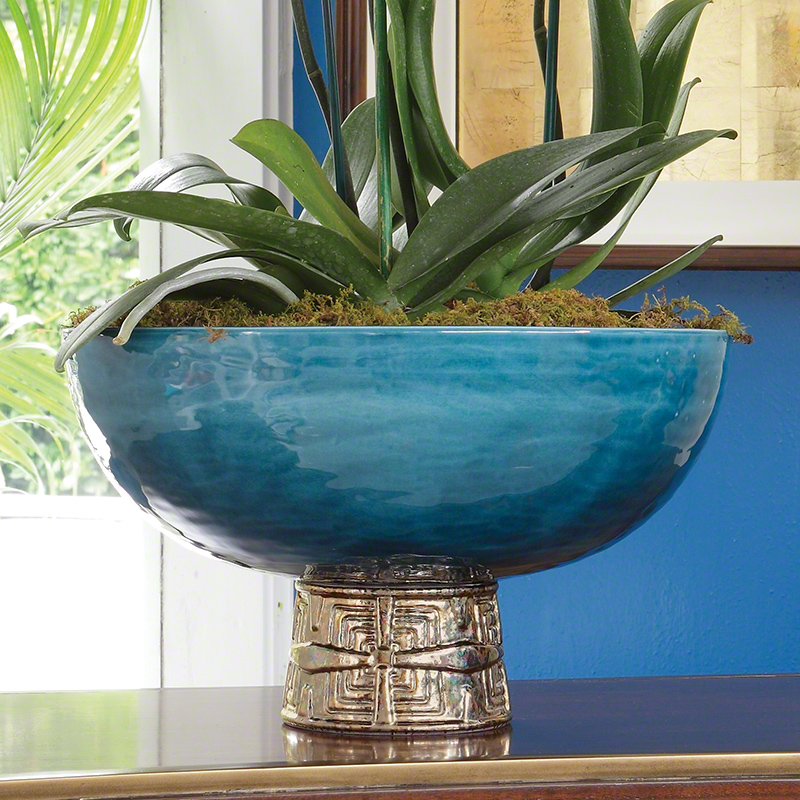 Maze Compote-Cobalt/Antique Gold Maze Compote-Cobalt/Antique Gold