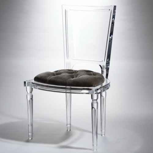 Marilyn Acrylic Side Chair-Pewter-Grey