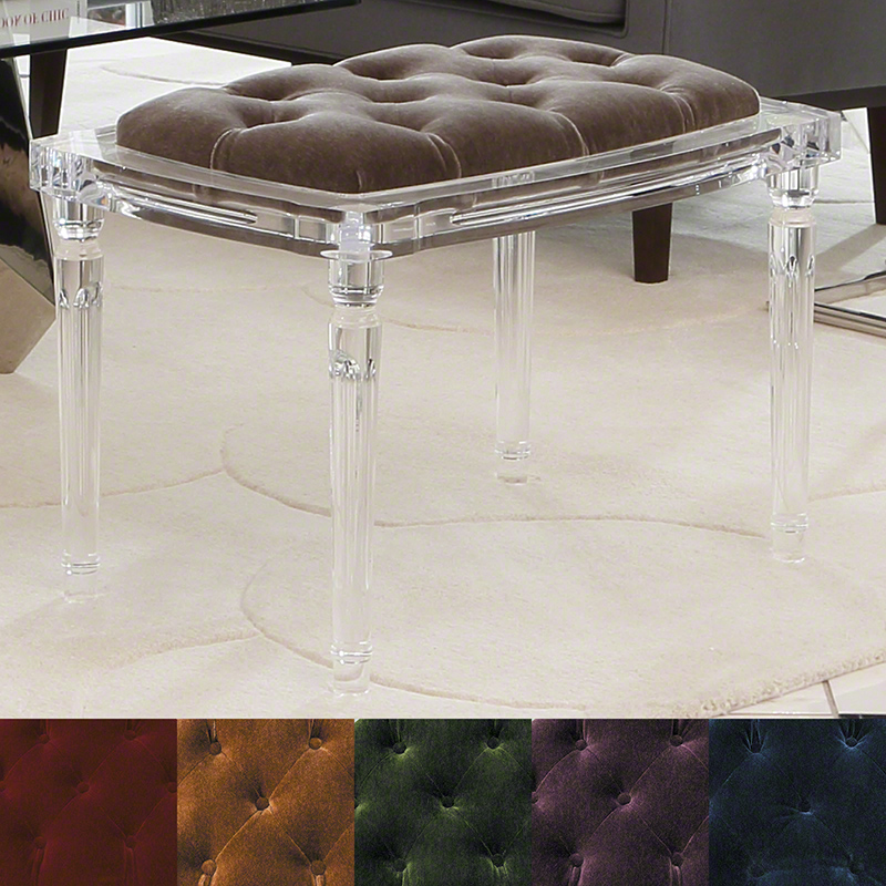 Marilyn Acrylic 4 Leg Bench-Pewter Marilyn Acrylic 4 Leg Bench-Pewter
