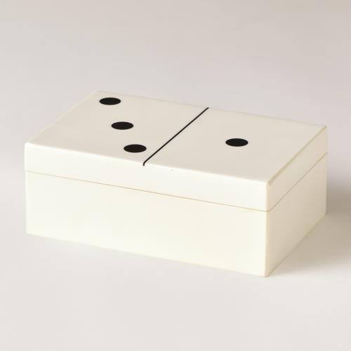 Dominoes Box-White w/Black Dots-Lg