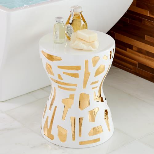 Abstract Gold/White Stool Abstract Gold/White Stool