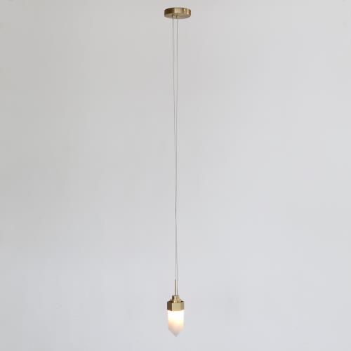 Leo Pendant-Single Drop-Satin Brass-Lg Leo Pendant-Single Drop-Satin Brass-Lg