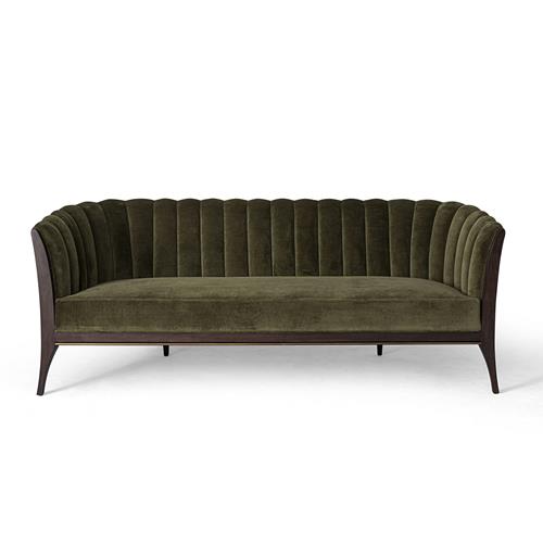 Channel Back Sofa-Moss Velvet