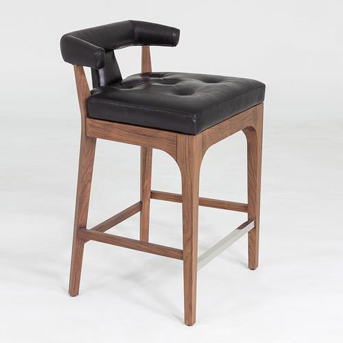 Moderno Counter Stool-Black Marble  Leather