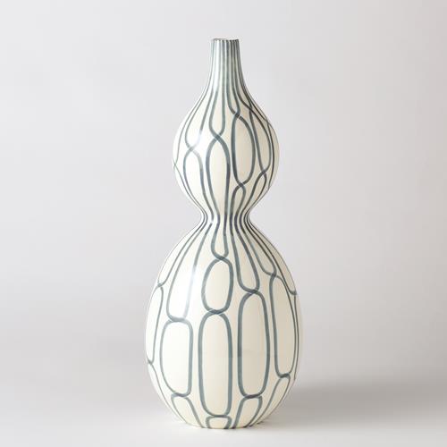 Linking Trellis Double Bulb Vase-Blue
