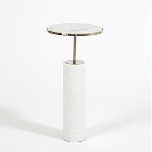 Tall Cored Marble Table-Nickel
