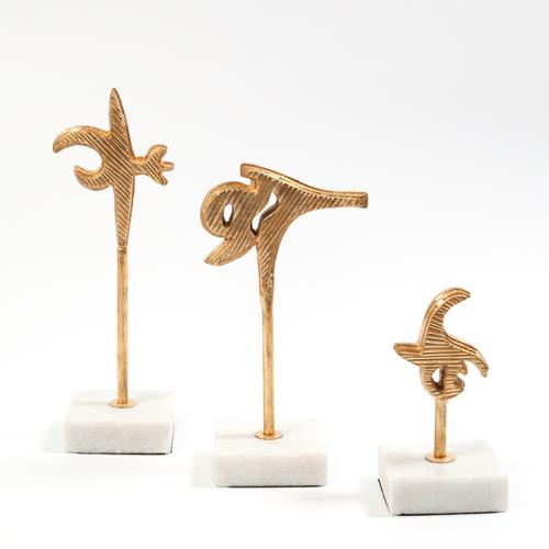 Polynesian Weapon Sculptures-Gold Leaf Polynesian Weapon Sculptures-Gold Leaf