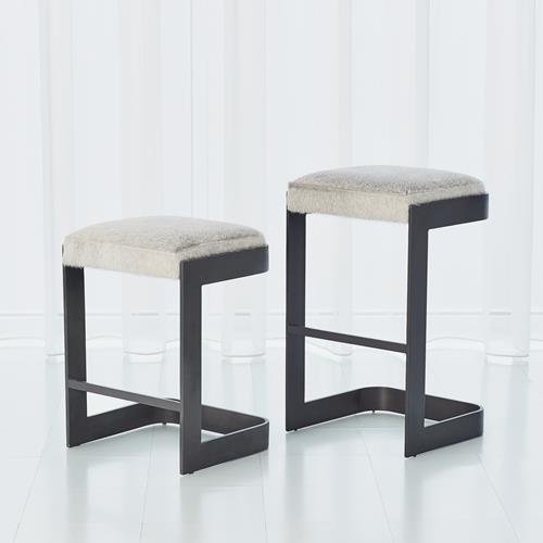 Regan Bar Stool w/Grey Hair-on-Hide-Graphite Regan Bar Stool w/Grey Hair-on-Hide-Graphite