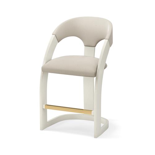 Delia Counter Stool-Antique White-Muslin Delia Counter Stool-Antique White-Muslin