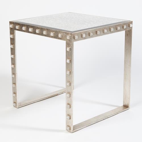 Quartz Stud End Table-Silver Leaf Quartz Stud End Table-Silver Leaf