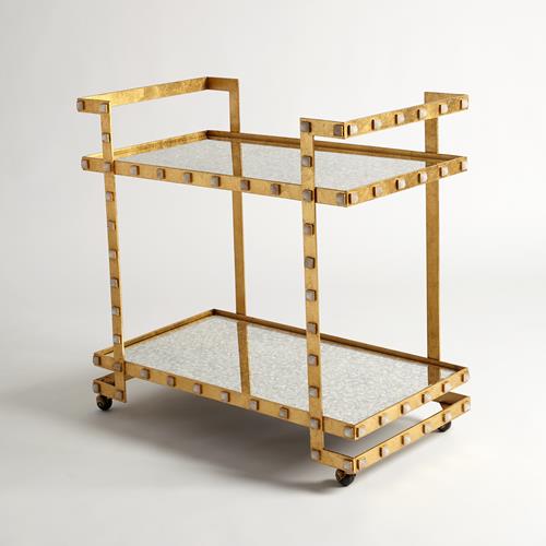 Quartz Stud Bar Cart-Gold Leaf