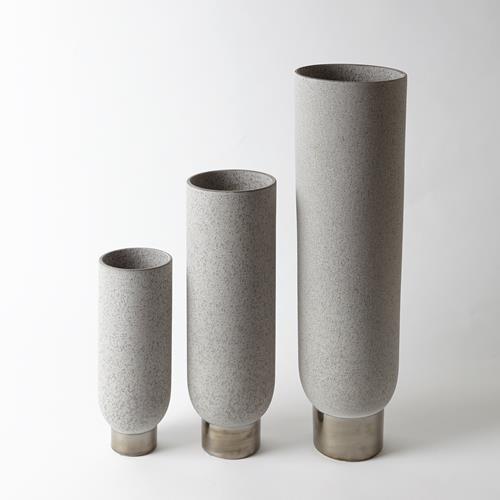 Silver Banded Vase-Grey Silver Banded Vase-Grey