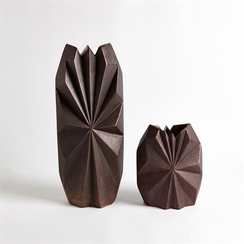 Star Facet Vases-Bronze Star Facet Vases-Bronze