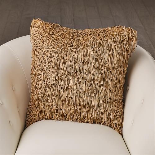Wooden Fringe Pillow-Tan Wooden Fringe Pillow-Tan