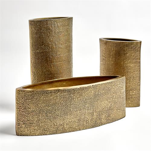 Hemp Etched Vases-Brass Hemp Etched Vases-Brass