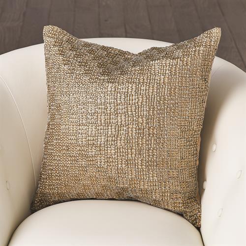 Beaded Basketweave Pillow-Antique Gold