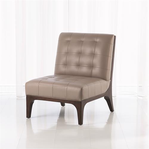 Tufted Slipper Chair-Grey Leather Tufted Slipper Chair-Grey Leather