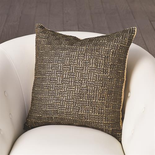Beaded Basketweave Pillow-Bronze Beaded Basketweave Pillow-Bronze
