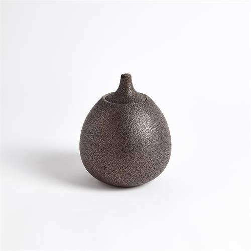 Lidded Gourde-Textured-Bronze Lidded Gourde-Textured-Bronze