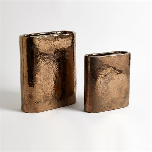 Flat Oval Vases-Gold-Tall Flat Oval Vases-Gold-Tall
