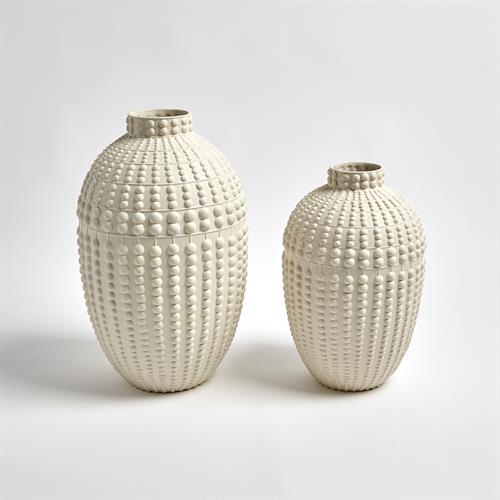 Nail Head Vases-Rustic White