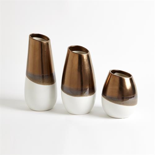 Two Tone Vases-White/Gold Two Tone Vases-White/Gold
