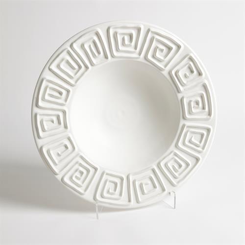 Greek Key Bowl-Matte White Greek Key Bowl-Matte White