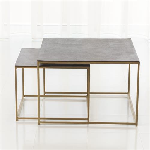 S/2 Sand Casted Nesting End Tables-Gold Frame w/Black Top S/2 Sand Casted Nesting End Tables-Gold Frame w/Black Top