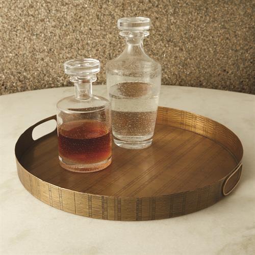 Kokoro Etched Round Tray-Brass Kokoro Etched Round Tray-Brass
