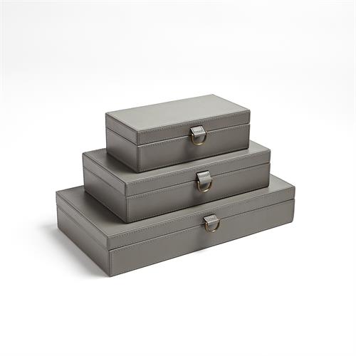 Marbled Leather D Ring Box-Dark Grey