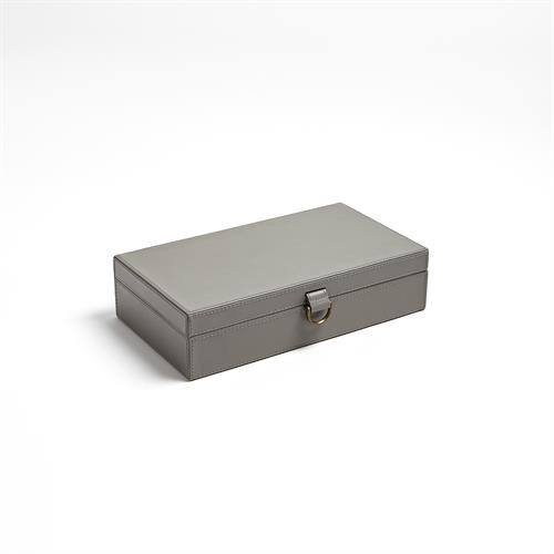 Marbled Leather D Ring Box-Dark Grey