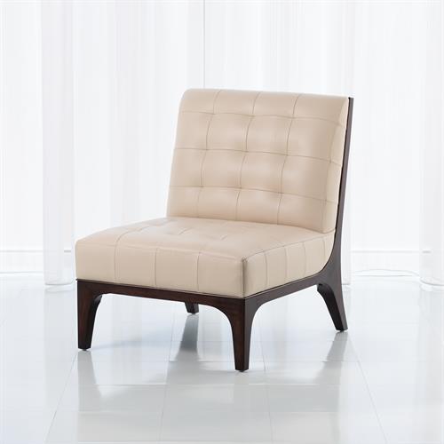 Tufted Slipper Chair-Beige Leather Tufted Slipper Chair-Beige Leather