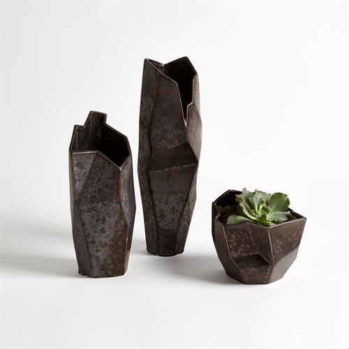 Origami Vase-Reactive Bronze