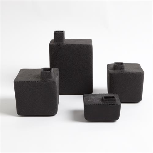 Square Chimney Vases-Black