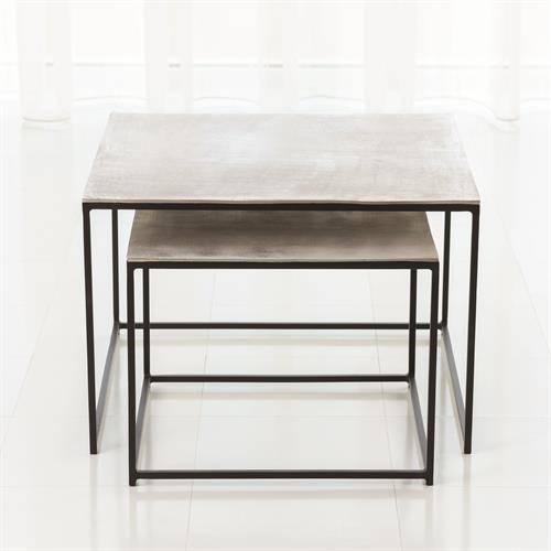 S/2 Sand Casted Nesting End Tables-Black Frame w/Nickel Top S/2 Sand Casted Nesting End Tables-Black Frame w/Nickel Top