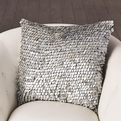 Mother of Pearl Beaded Pillow-Grey
