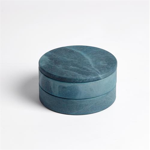 Small Details about   Global Views Aarhus Box Turquoise Leather With Silver Accent 