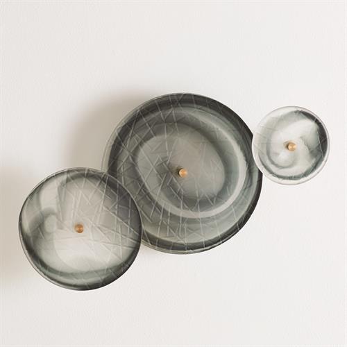 S/3 Crosshatched Wall Discs-Grey Swirl