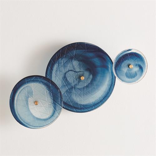 S/3 Crosshatched Wall Discs-Blue Swirl
