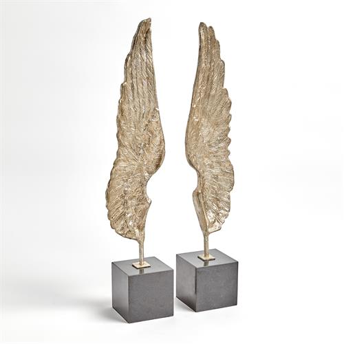 Wings Sculpture-Silver Leaf-Pair Wings Sculpture-Silver Leaf-Pair