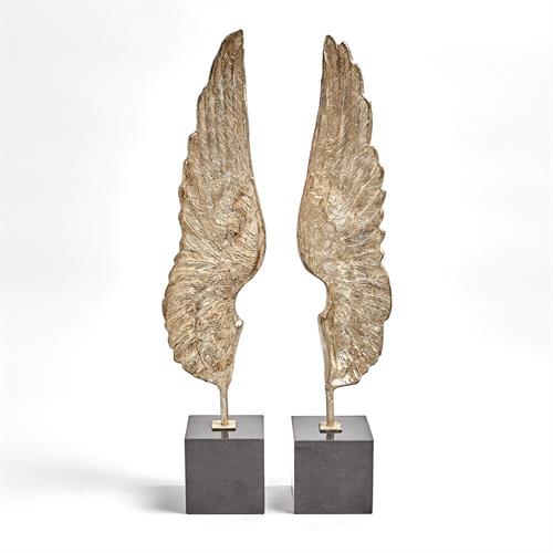 Wings Sculpture-Silver Leaf-Pair Wings Sculpture-Silver Leaf-Pair