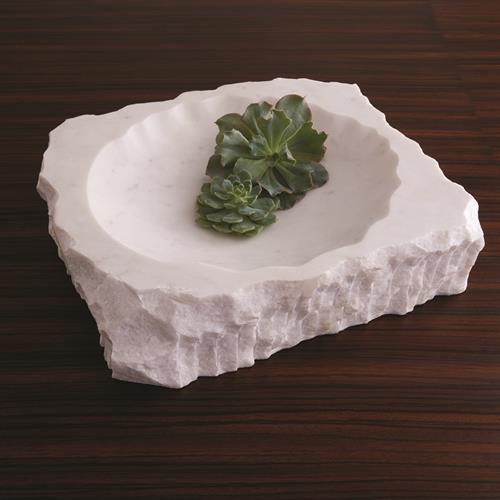 Chiseled Block Bowl-White Marble