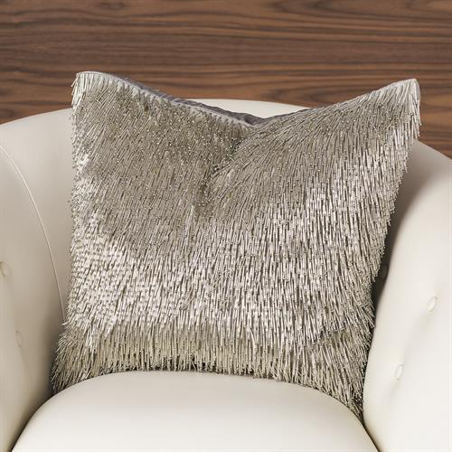 Shimmy Fringe Pillow-Silver