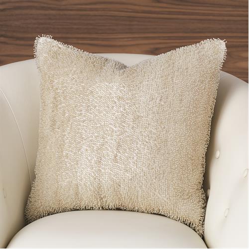 Beaded Pillow-White Beaded Pillow-White