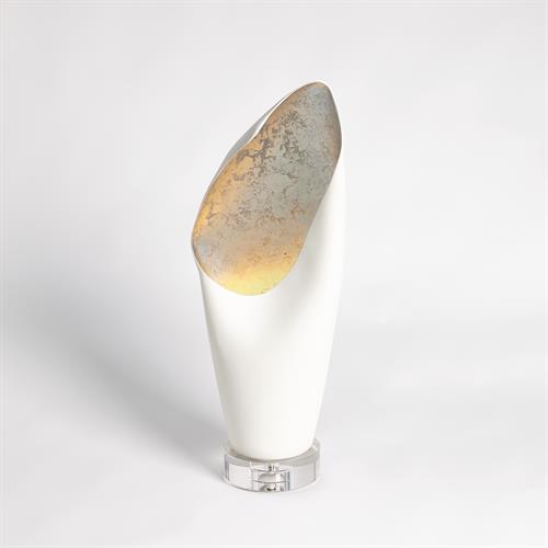 Cowl Lamp-White w/Silver Leaf