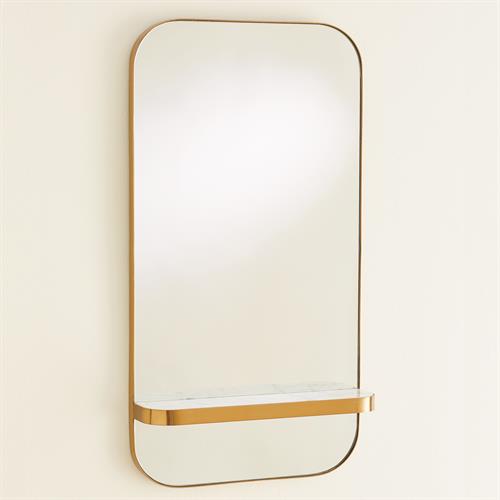 Train Car Mirror-Gold w/White Marble Shelf
