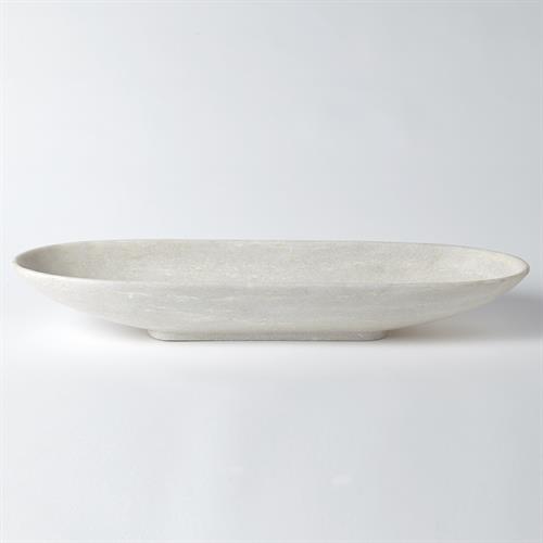 Long Bowl-White Marble-Vertical Lines Long Bowl-White Marble-Vertical Lines