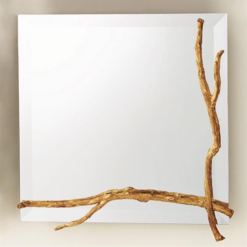 Twig Mirror-Gold Leaf